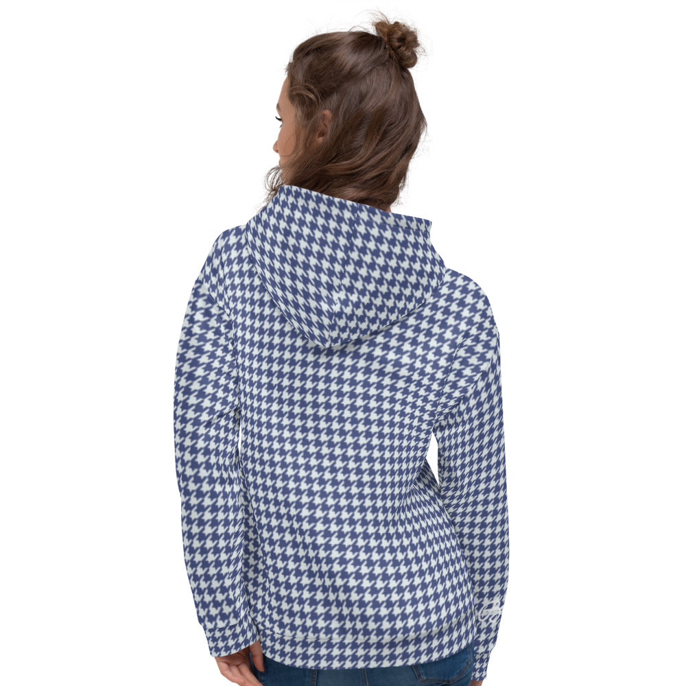 Recycled Unisex Hoodie - Navy Houndstooth - Women