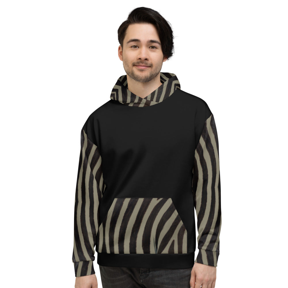 Recycled Unisex Hoodie - Engineered Khaki Zebra - Men