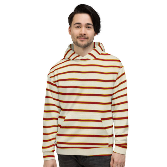 Recycled Unisex Hoodie - Red White Stripe - Men