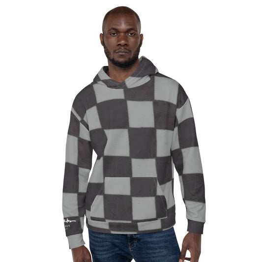 Recycled Unisex Hoodie - Grey Checkerboard - Men