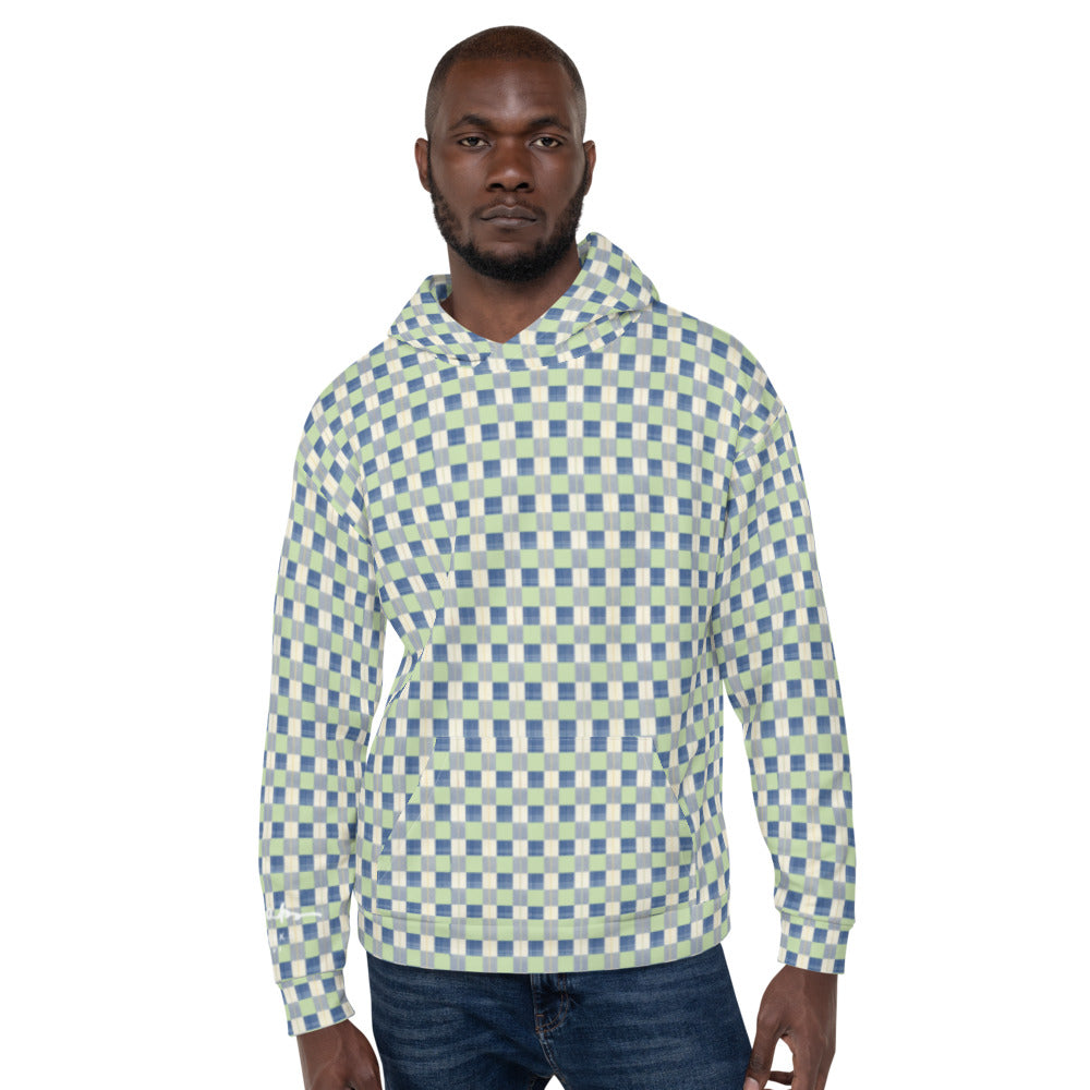 Recycled Unisex Hoodie - Checkerboard Plaid - Men