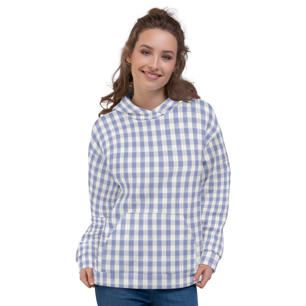 Recycled Unisex Hoodie - Navy Plaid - Women