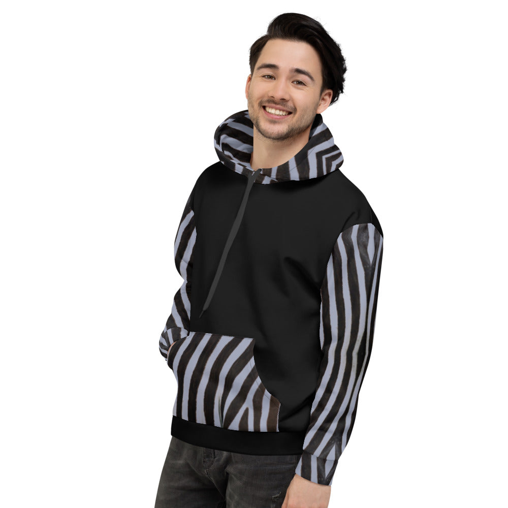 Recycled Unisex Hoodie- Engineered Grey Zebra - Men