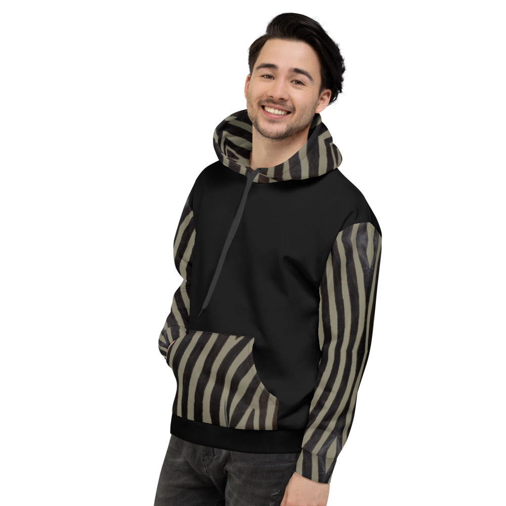 Recycled Unisex Hoodie - Engineered Khaki Zebra - Men