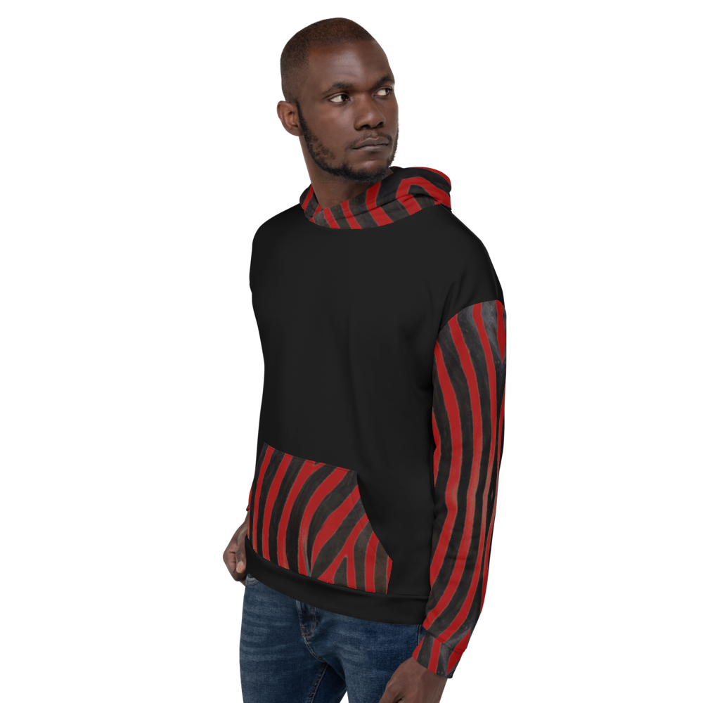 Recycled Unisex Hoodie - Engineered Red Zebra - Men