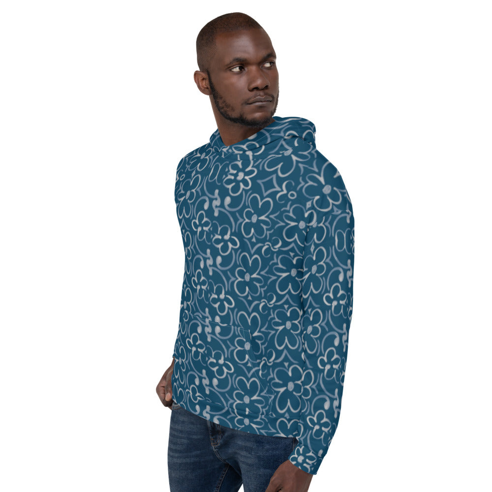 Recycled Unisex Hoodie - Linear Sixties Floral - Men