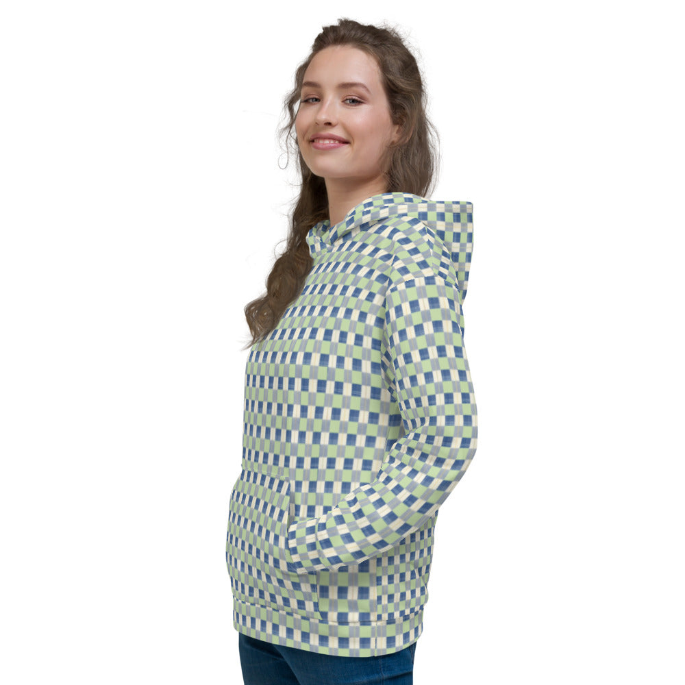 Recycled Unisex Hoodie - Checkerboard Plaid - Women