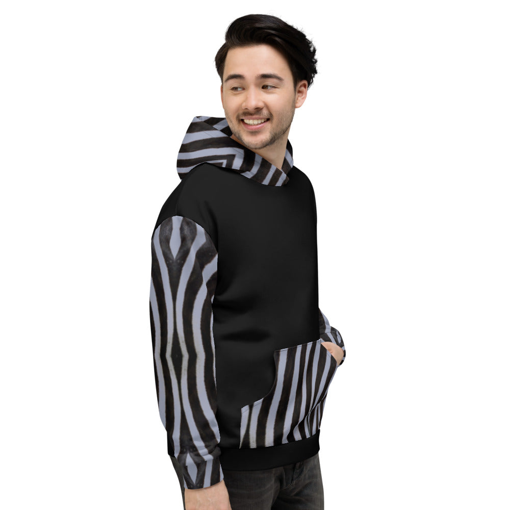 Recycled Unisex Hoodie- Engineered Grey Zebra - Men