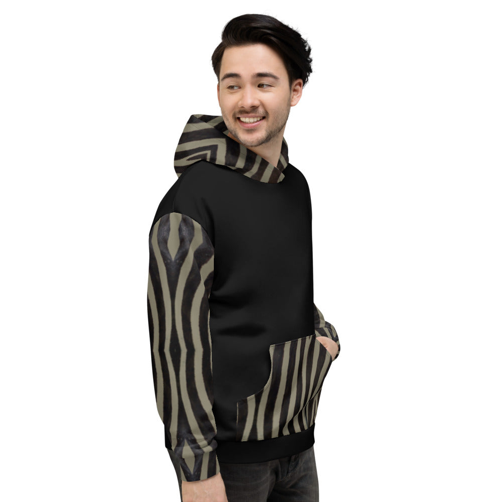 Recycled Unisex Hoodie - Engineered Khaki Zebra - Men