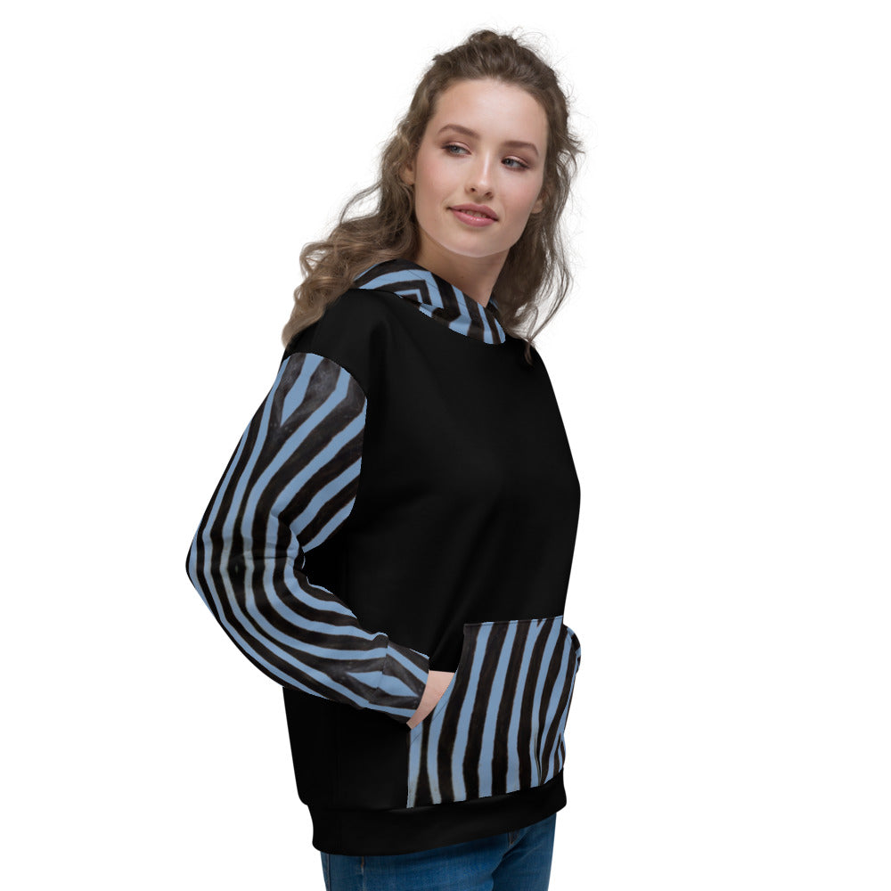 Recycled Unisex Hoodie - Engineered Blue Zebra - Women