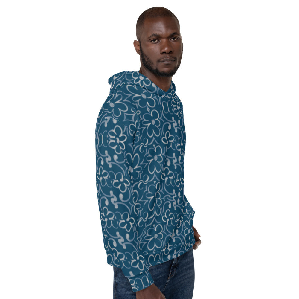 Recycled Unisex Hoodie - Linear Sixties Floral - Men