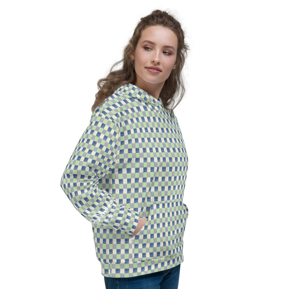 Recycled Unisex Hoodie - Checkerboard Plaid - Women