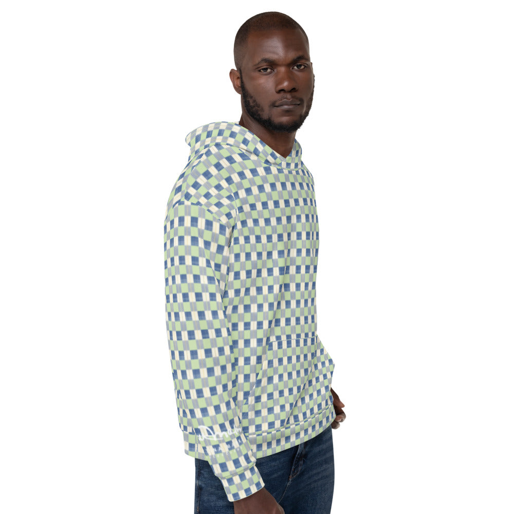 Recycled Unisex Hoodie - Checkerboard Plaid - Men