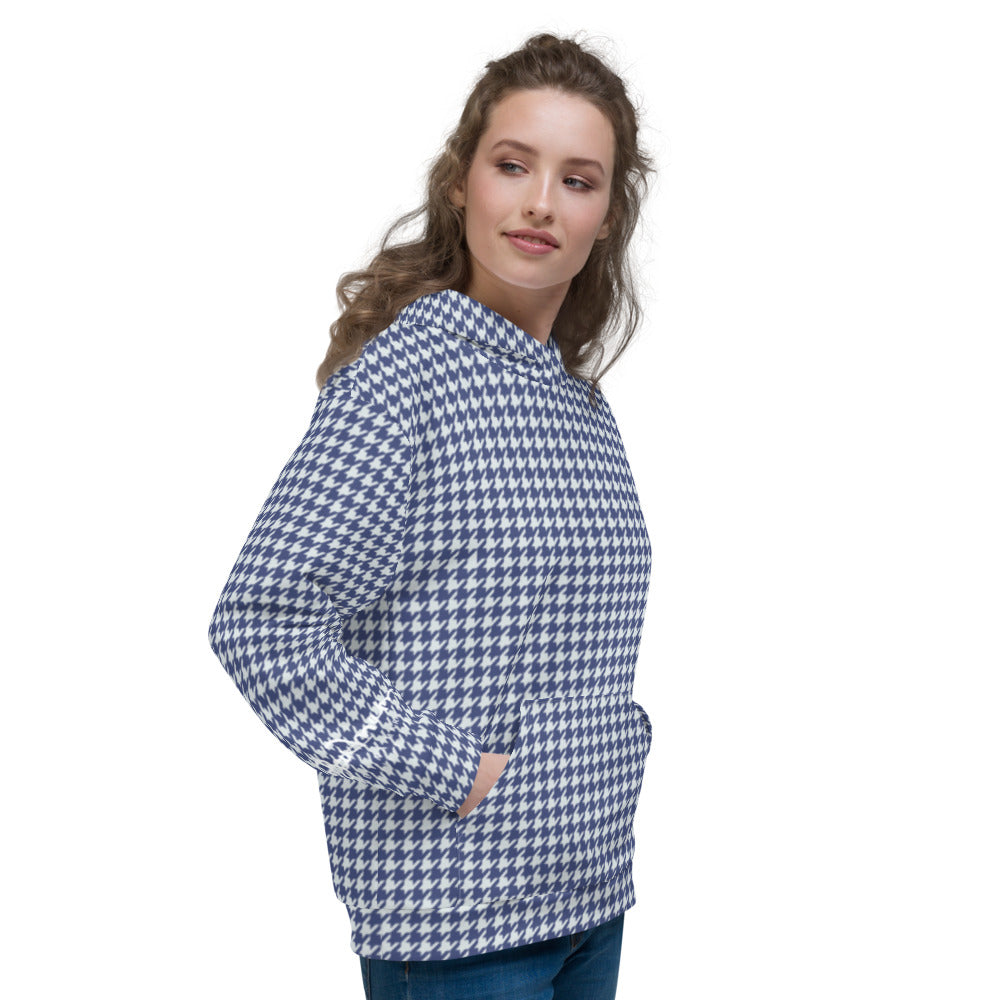 Recycled Unisex Hoodie - Navy Houndstooth - Women