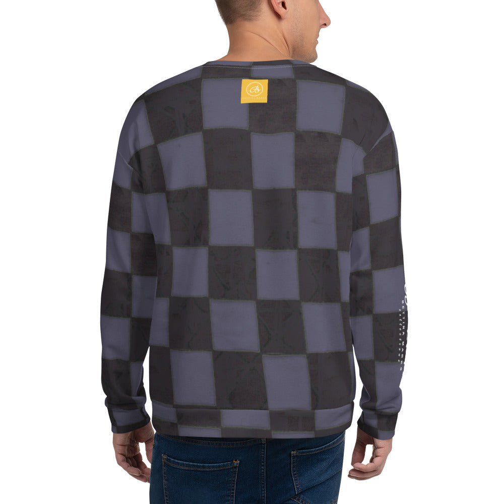 Recycled Unisex Sweatshirtt - Slate Blue Checkerboard - Men