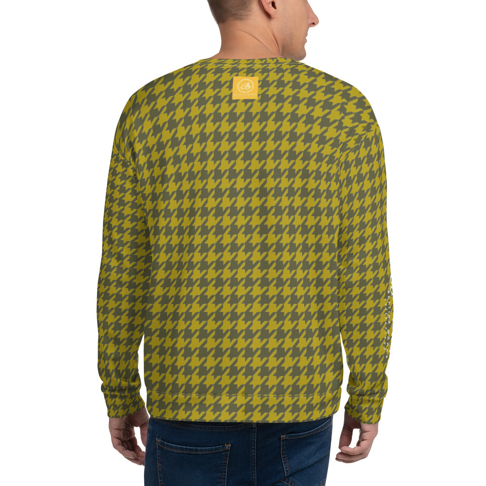 Recycled Unisex Sweatshirt - Olive Houndstooth - Men