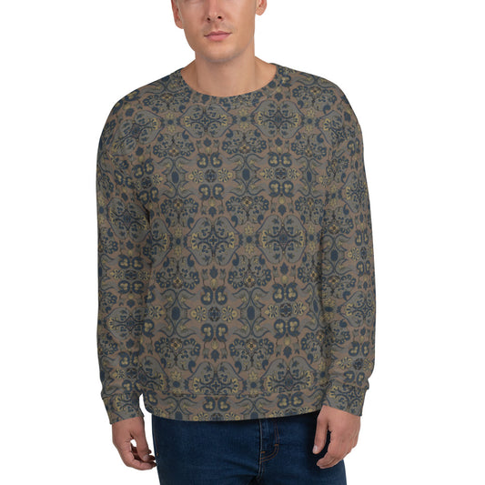 Recycled Unisex Sweatshirt - Not Quite Paisley On Light Brown - Men