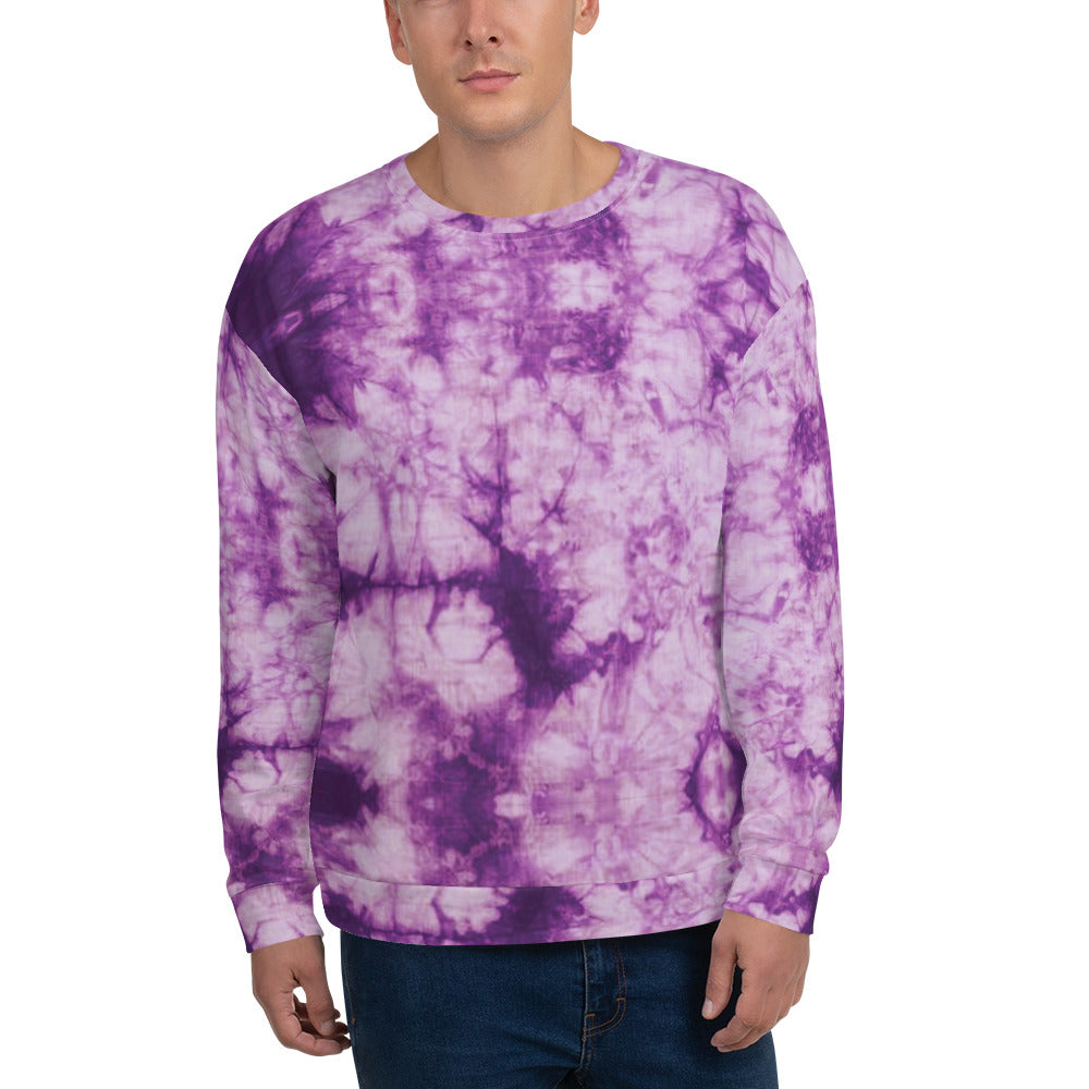 Recycled Unisex Sweatshirt - Purple Tie Dye - Men