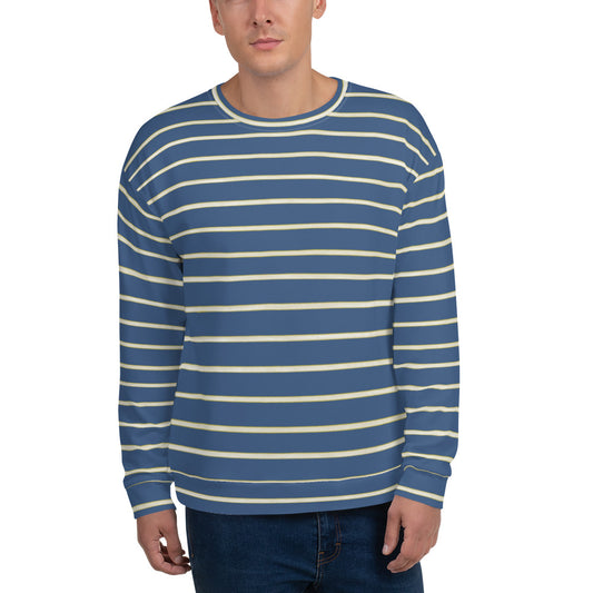 Recycled Unisex Sweatshirt - Blue Yellow White Stripe - Men