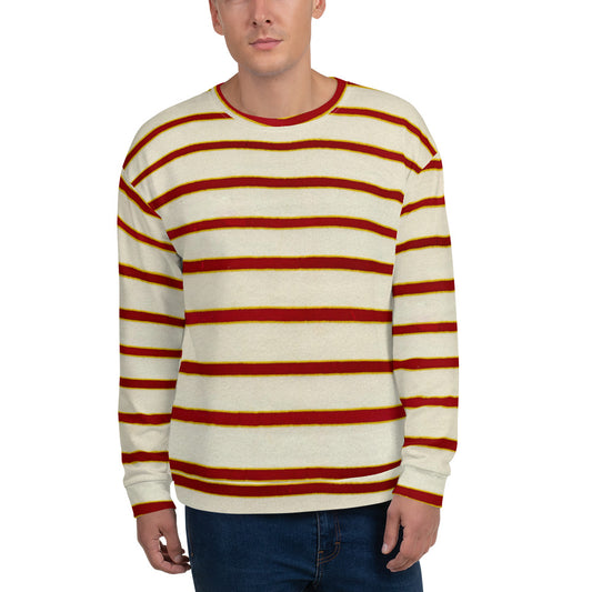 Recycled Unisex Sweatshirt - Red White Stripe - Men