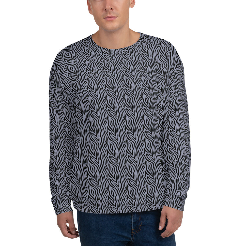 Recycled Unisex Sweatshirt - Grey Zebra - Men