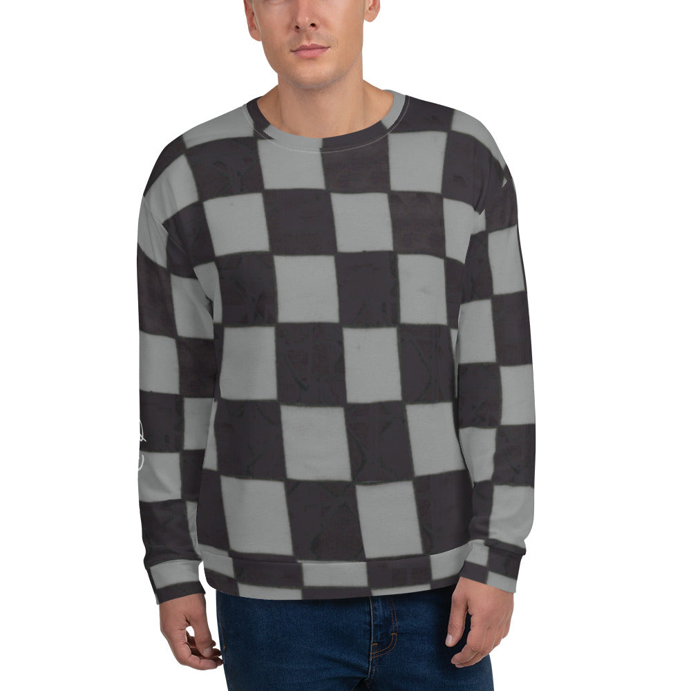 Recycled Unisex Sweatshirt - Grey Checkerboard - Men