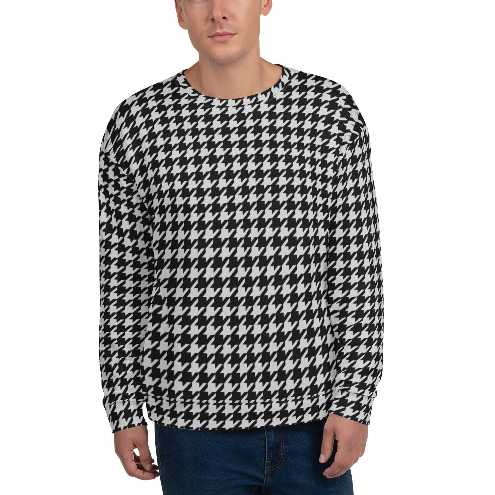 Recycled Unisex Sweatshirt - BW Houndstooth - Men