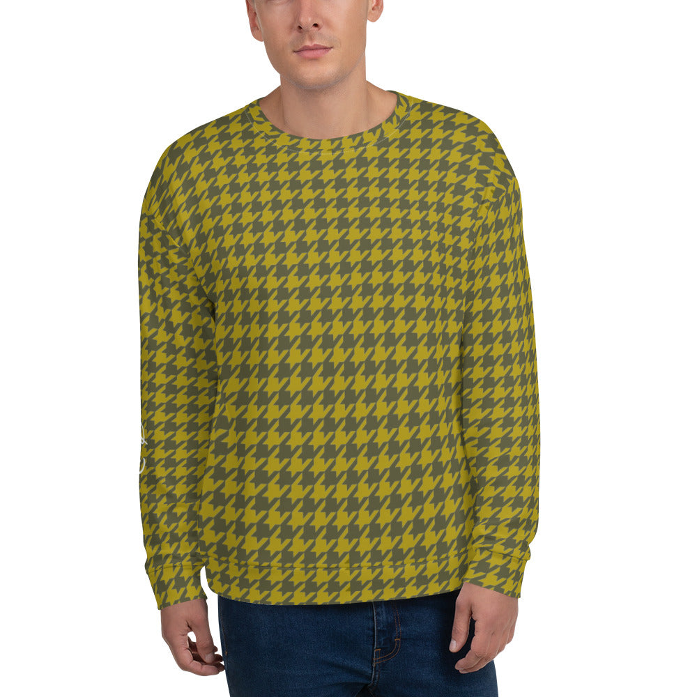 Recycled Unisex Sweatshirt - Olive Houndstooth - Men