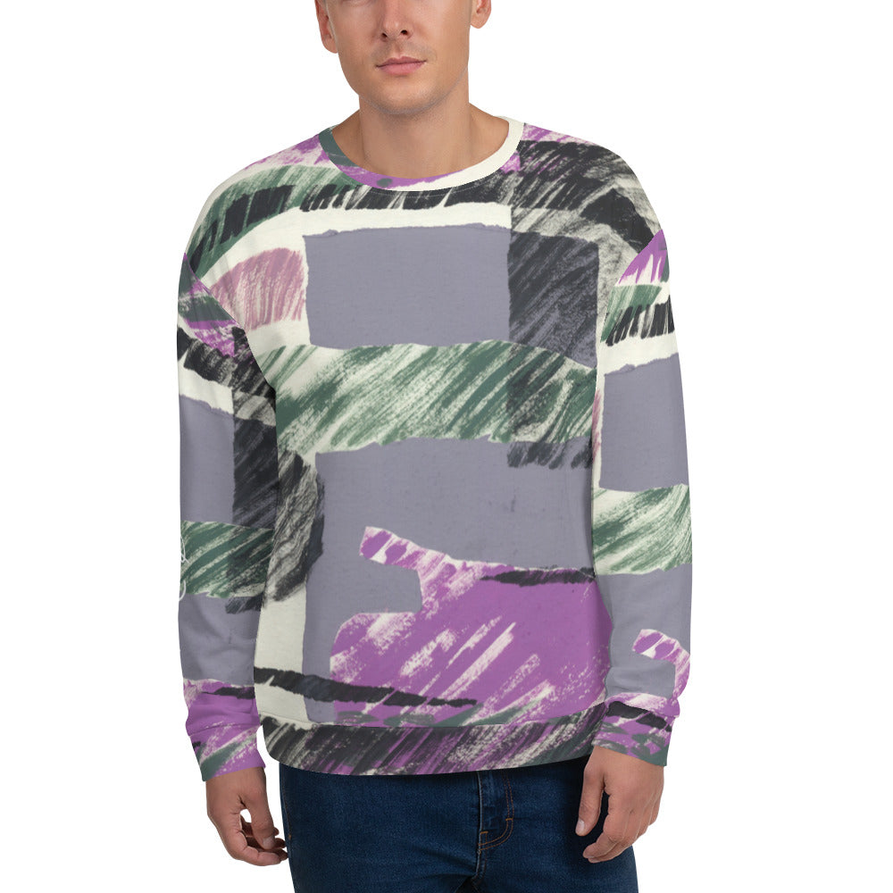 Recycled Unisex Sweatshirt - Abstract Engineered Collage - Men