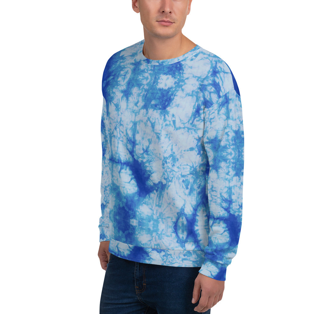 Recycled Unisex Sweatshirt - Blue Tie Dye - Men