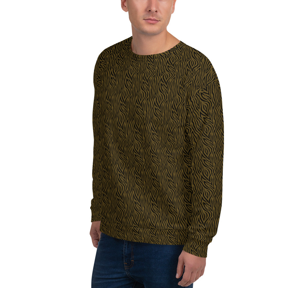 Recycled Unisex Sweatshirt - Olive Zebra - Men