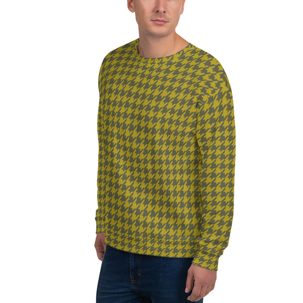 Recycled Unisex Sweatshirt - Olive Houndstooth - Men