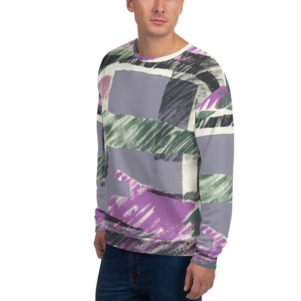 Recycled Unisex Sweatshirt - Abstract Engineered Collage - Men