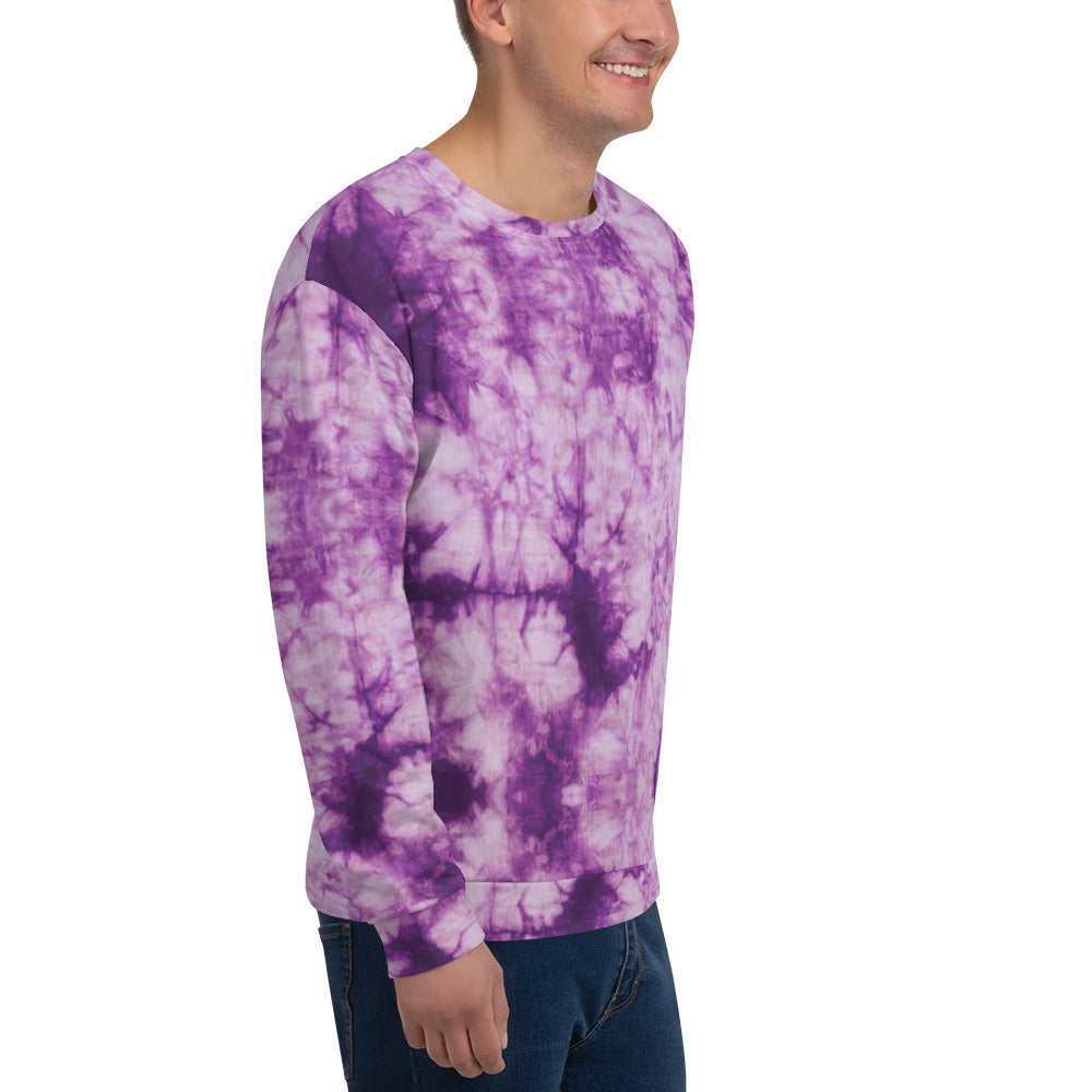 Recycled Unisex Sweatshirt - Purple Tie Dye - Men