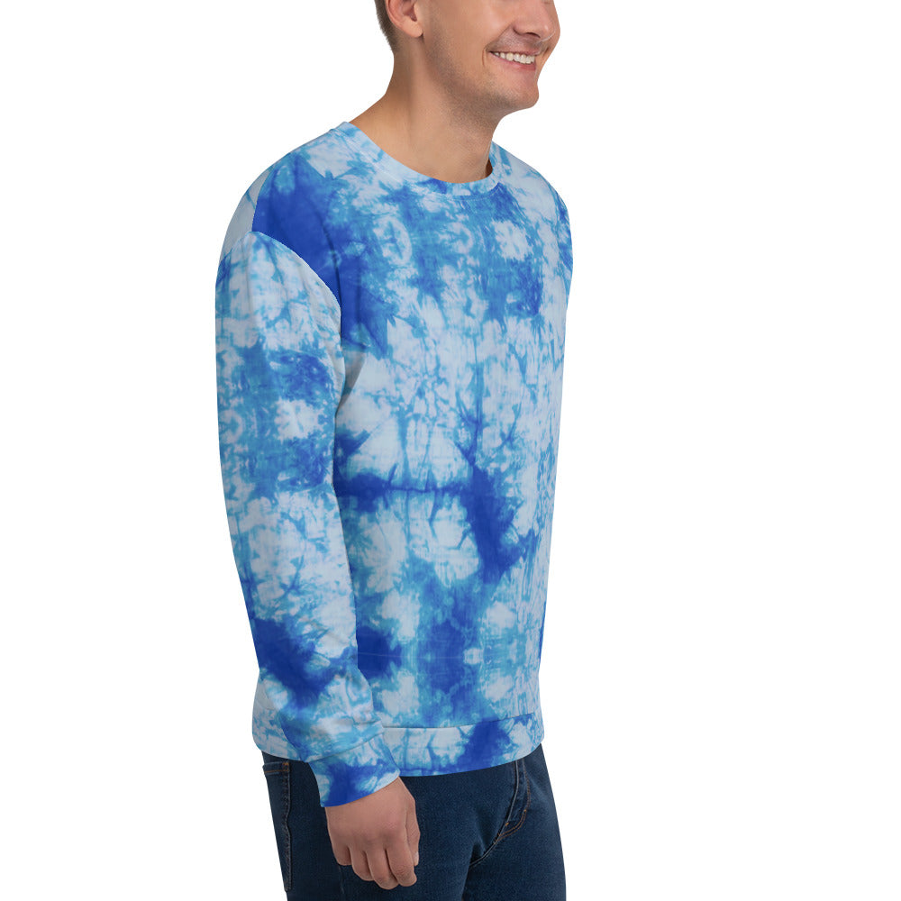 Recycled Unisex Sweatshirt - Blue Tie Dye - Men