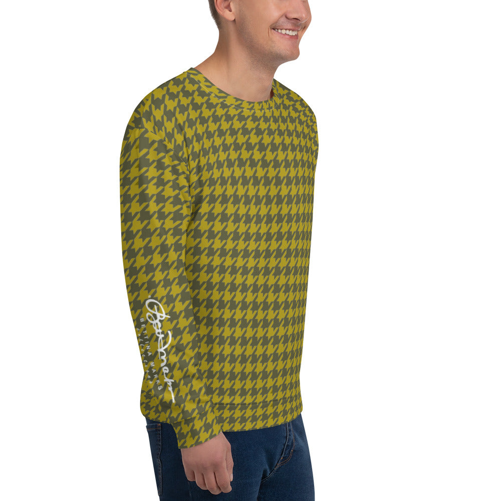 Recycled Unisex Sweatshirt - Olive Houndstooth - Men