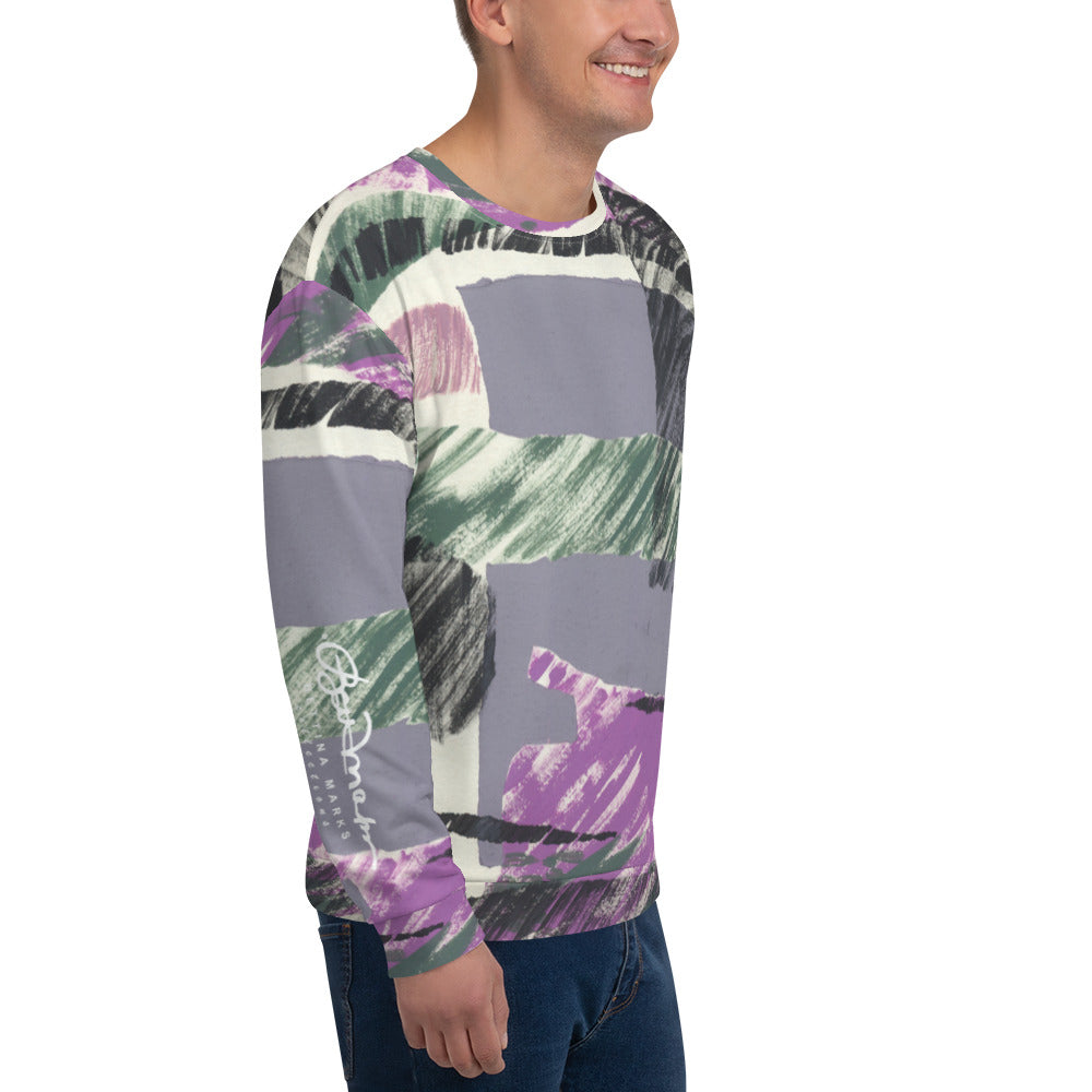 Recycled Unisex Sweatshirt - Abstract Engineered Collage - Men