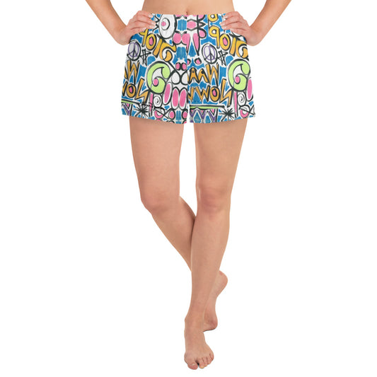 Women's Stop War Now Graffiti Athletic Shorts