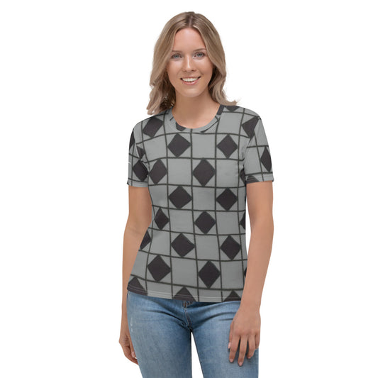 Grey Checkerboard Women's T-shirt