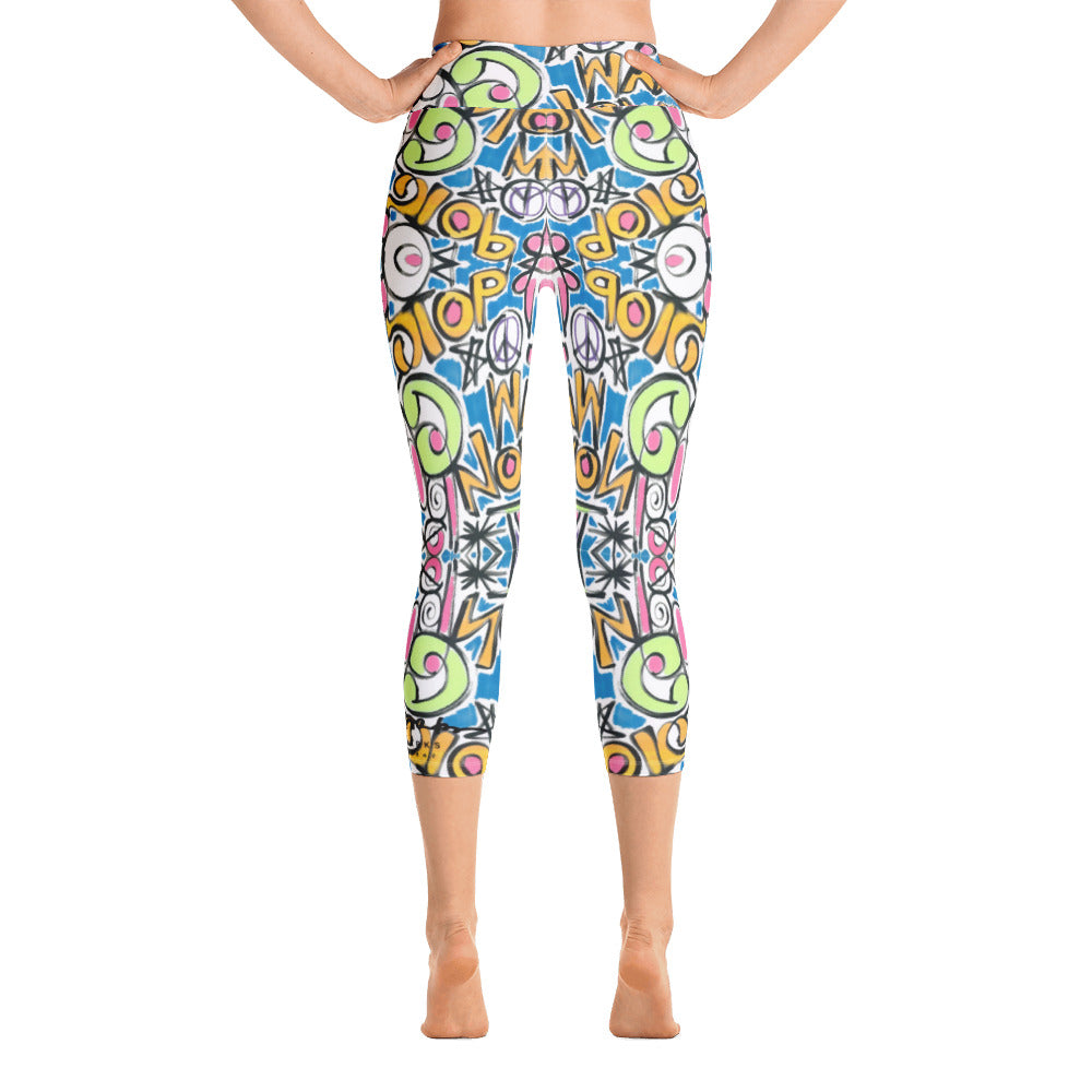 Stop War Now Graffiti Yoga Capri Leggings