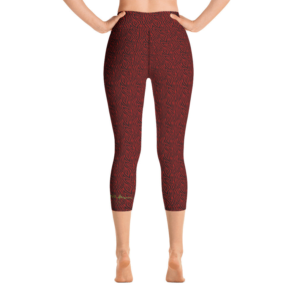 Red Zebra Yoga Capri Leggings