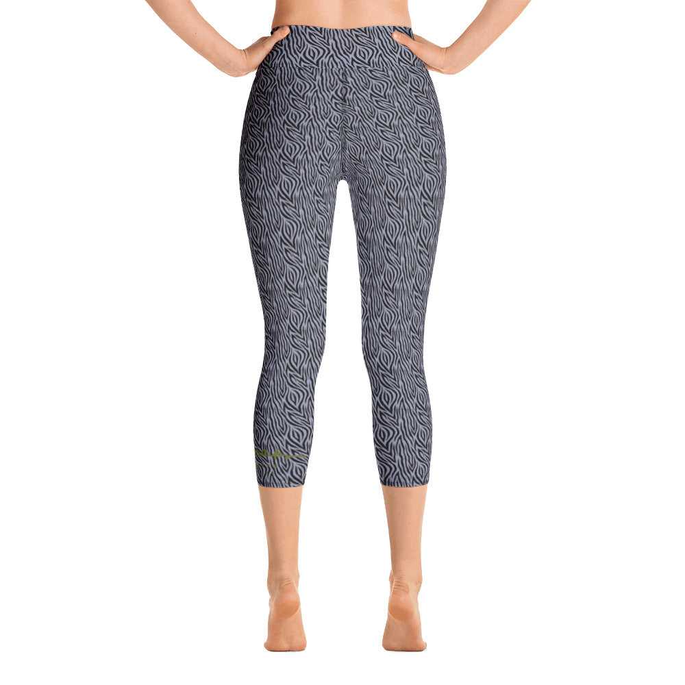 Grey Zebra Yoga Capri Leggings