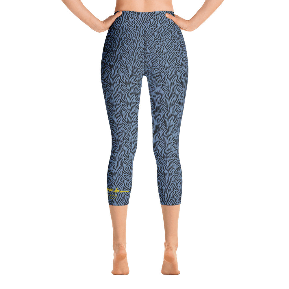 Blue Zebra Yoga Capri Leggings