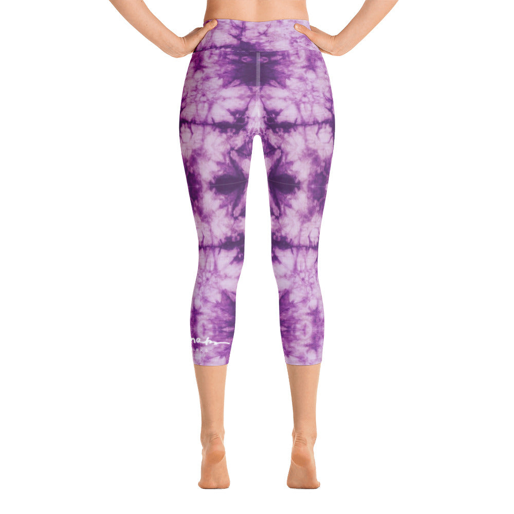 Purple Tie Dye Yoga Capri Leggings