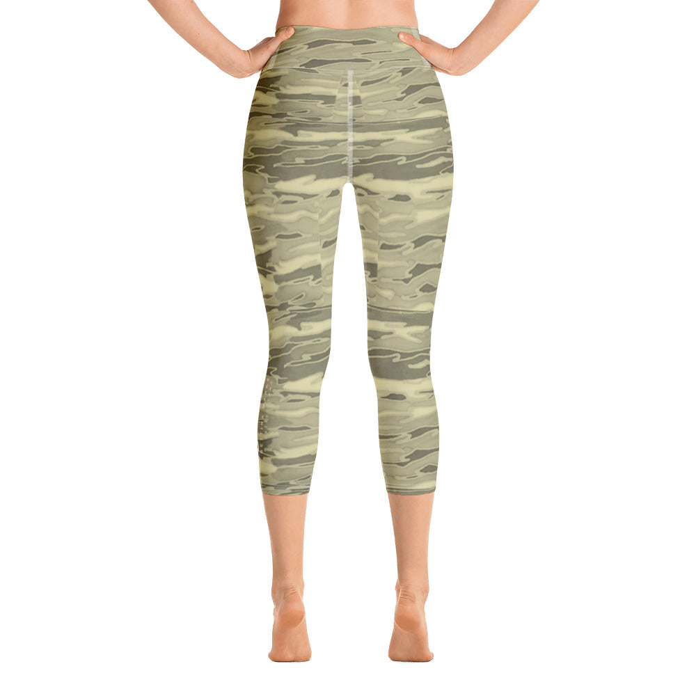 Khaki Lava Camouflage Yoga Capri Leggings