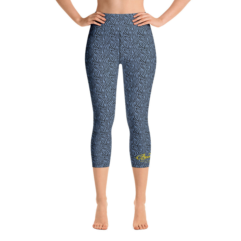 Blue Zebra Yoga Capri Leggings