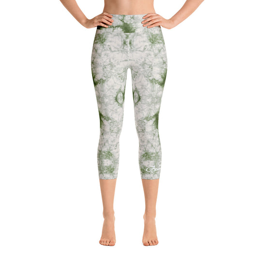 Sage Tie Dye Yoga Capri Leggings