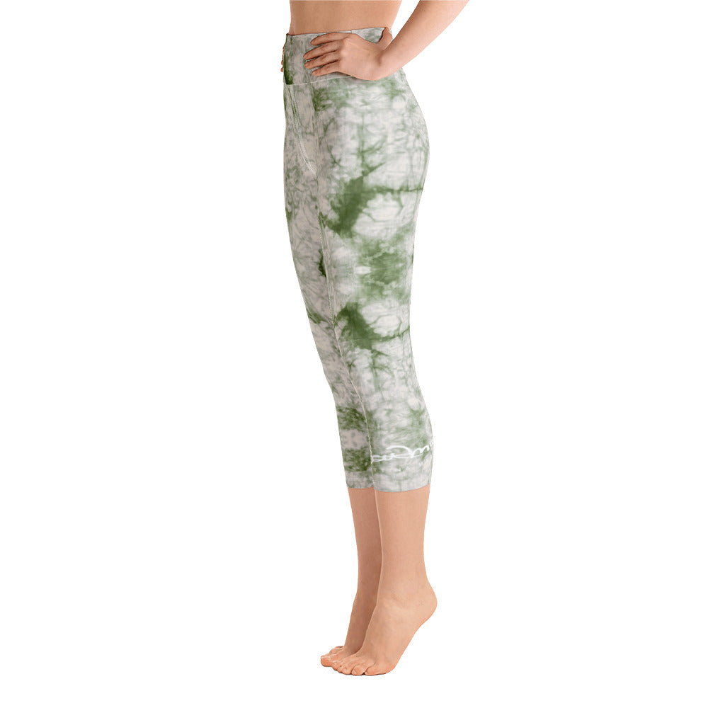 Sage Tie Dye Yoga Capri Leggings