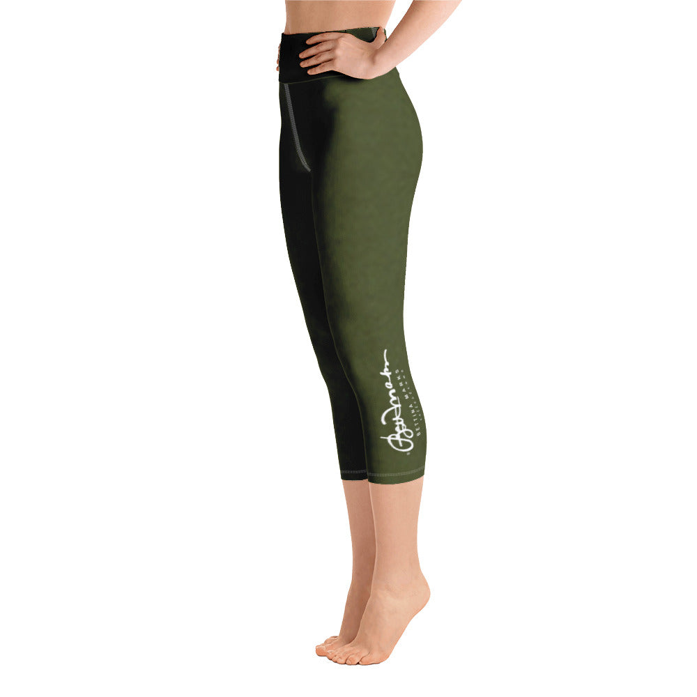 Tree Hugging Forest Green Yoga Capri Leggings