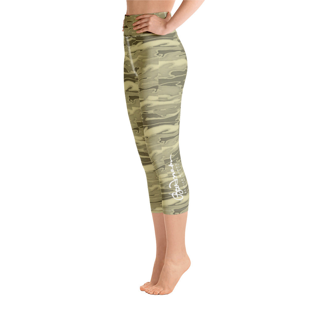 Khaki Lava Camouflage Yoga Capri Leggings